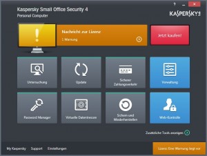 Die Oberfläche der Kaspersky Small Office Security
