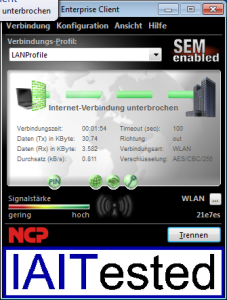 Steht im Betrieb einmal kein Internet-Zugang zur Verfügung, so meldet der Client dies, erhält die Verbindung aber weiter aufrecht
