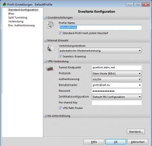 Die Profil-Konfiguration des Windows-Clients