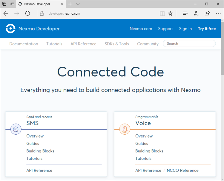 Nexmo Developer Website für Entwickler – Sysbus