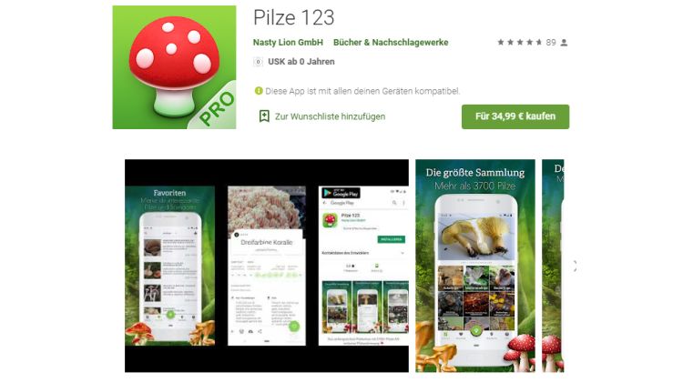 Pilze 123 App - Screenshot Tutti i sensi