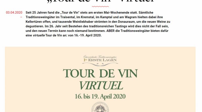 Virtuelle „Tour de Vin“- Online Weine der Österreichischen Traditionsweingütern verkosten - Screenshot Sysbus